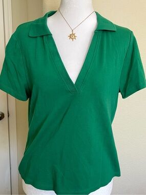 Old Navy Golfer Girl Green V-Neck Polo | Size XL
